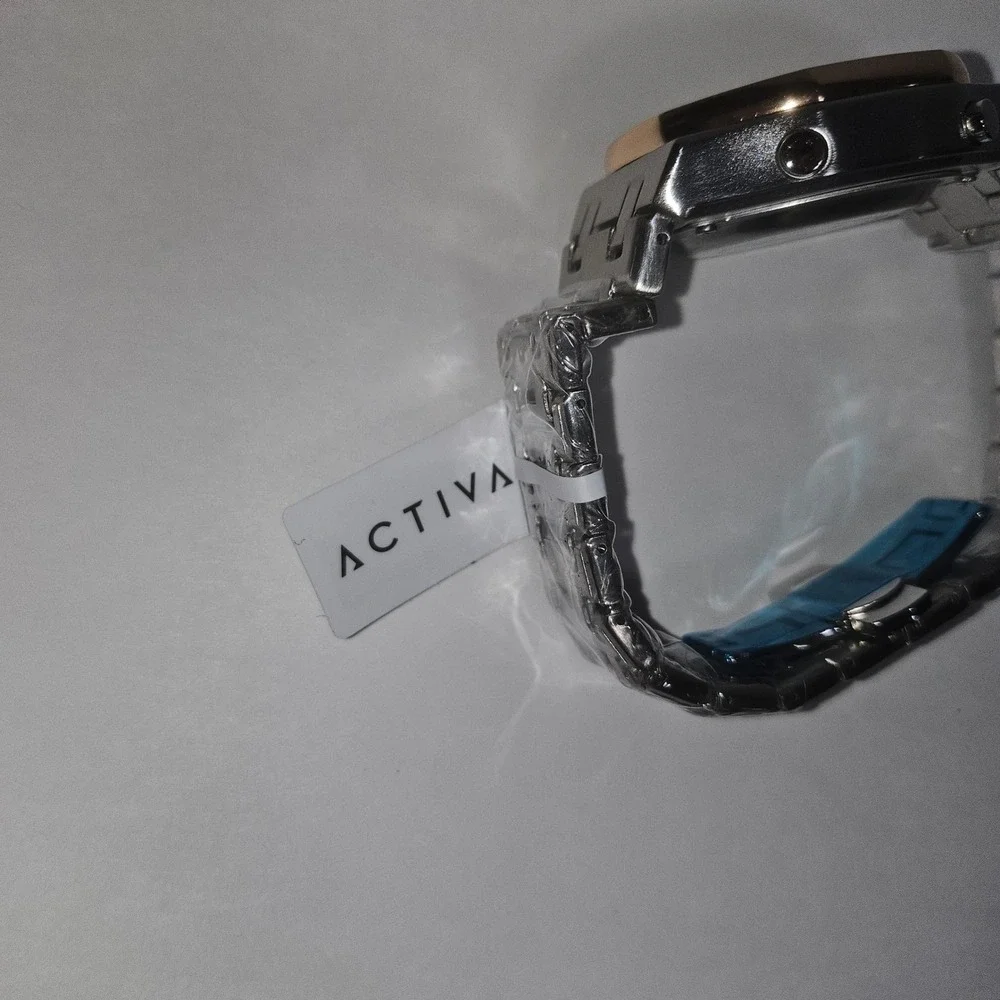 Activa Dual Time Mens Watch ACWM303-004 Silver Rose Gold Analog Digital Invicta